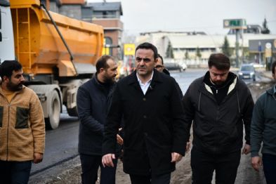 Ba�kan �zl��den Ba�iskele�deki Yol �al��malar�na Yak�n Takip