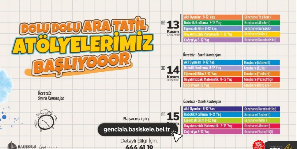Başiskele'de Ara Tatil Atölyeleri Başlıyor