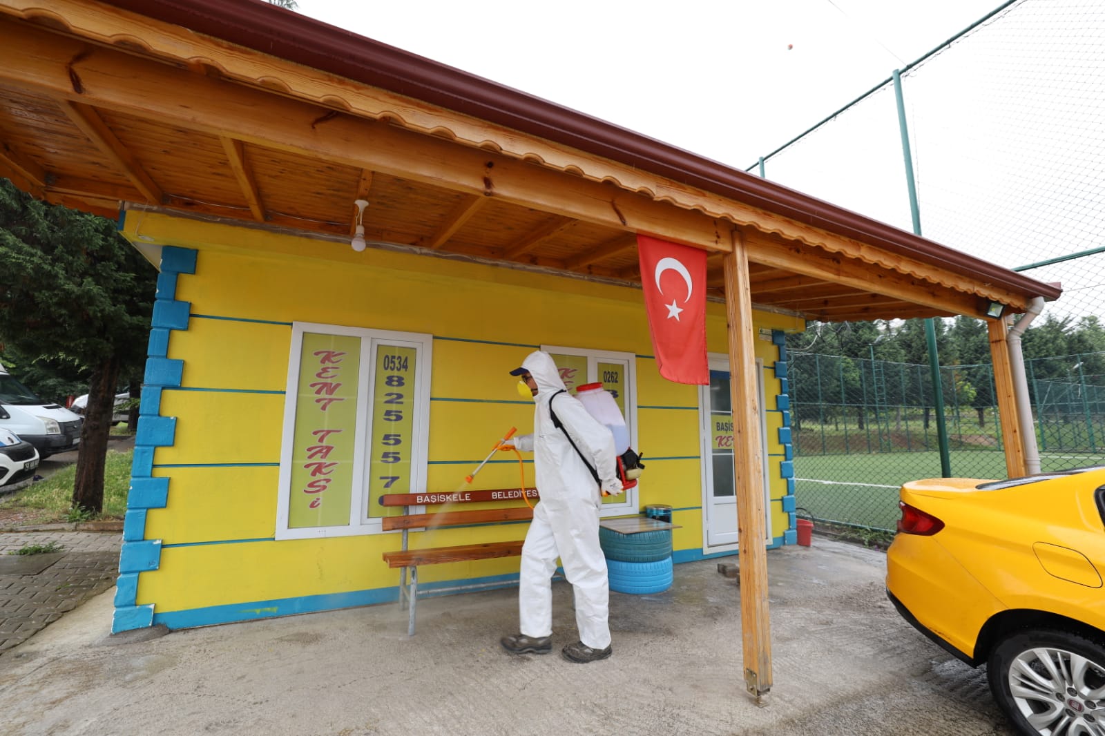 Baiskelede Taksi Duraklar Dezenfekte Edildi